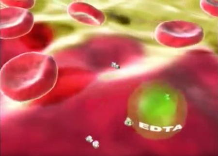 Visualization of EDTA binding with heavy metals in bloodstream